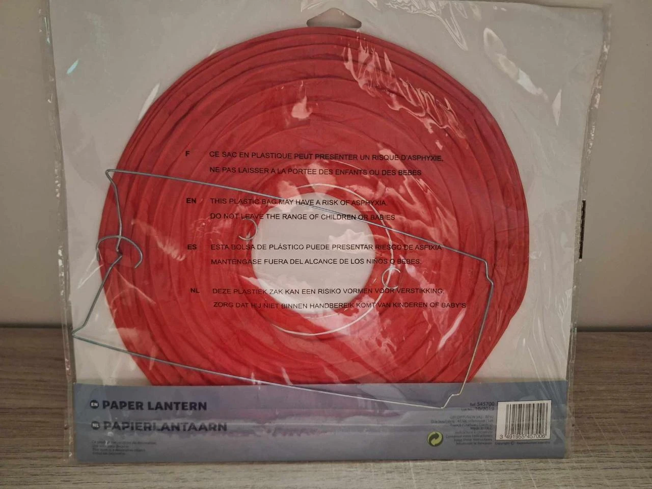 Lanterne en papier – Rouge – 25 cm – Neuve sous blister – photo 3